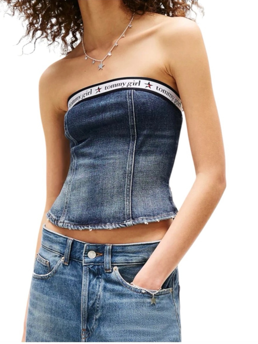 Tommy Hilfiger Dark Blue Denim Strapless Tube Top